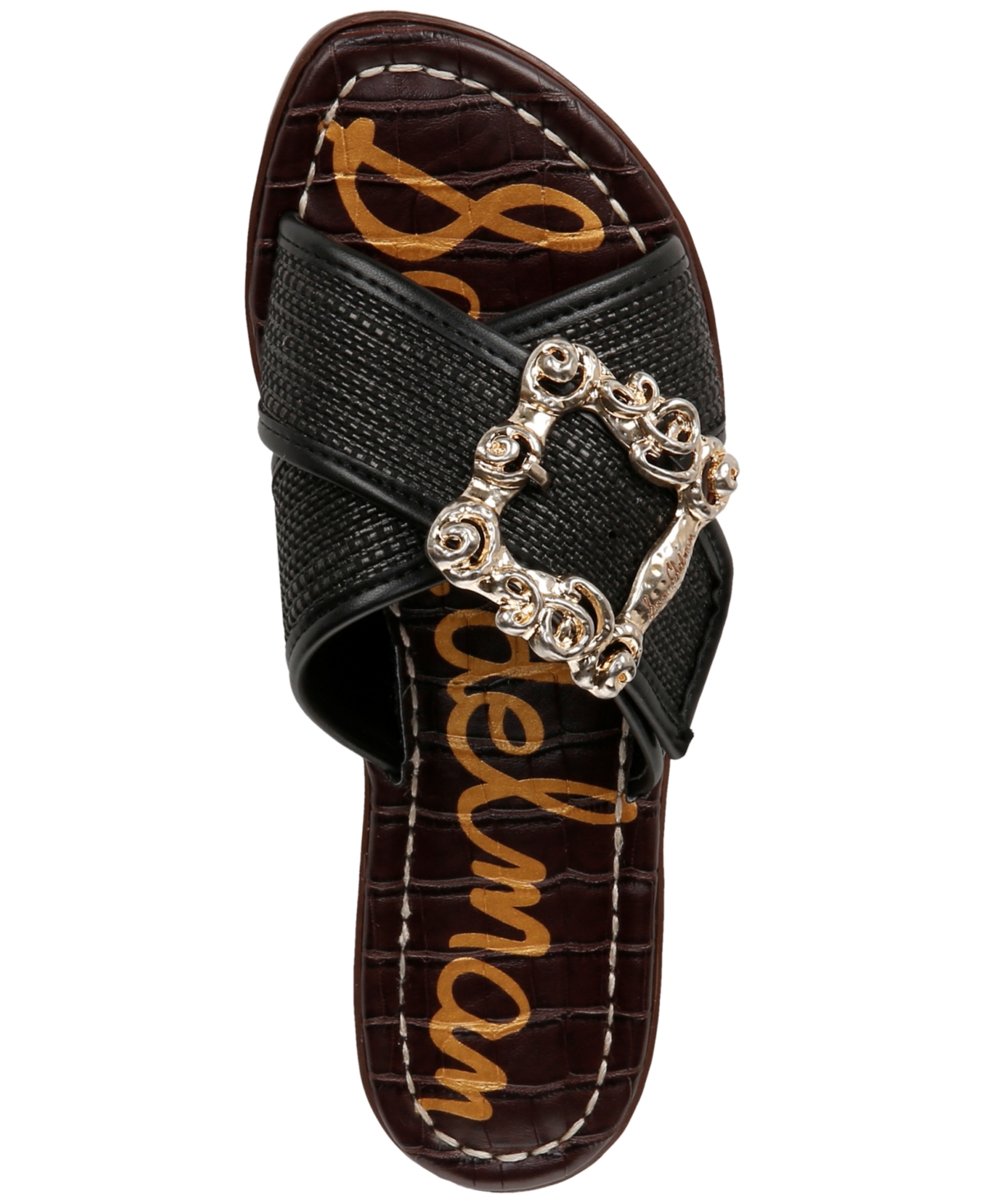 Shop Sam Edelman Women's Gracyn Buckled Crossband Slide Sandals In Hudson Navy Denim