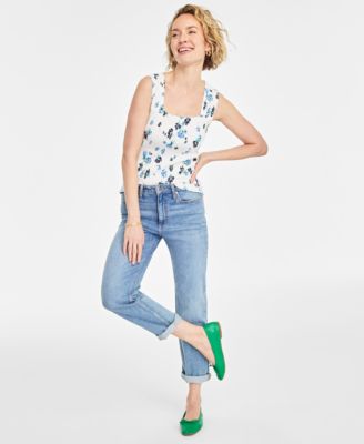 On 34th - Women's Floral Smocked Square-Neck Tank