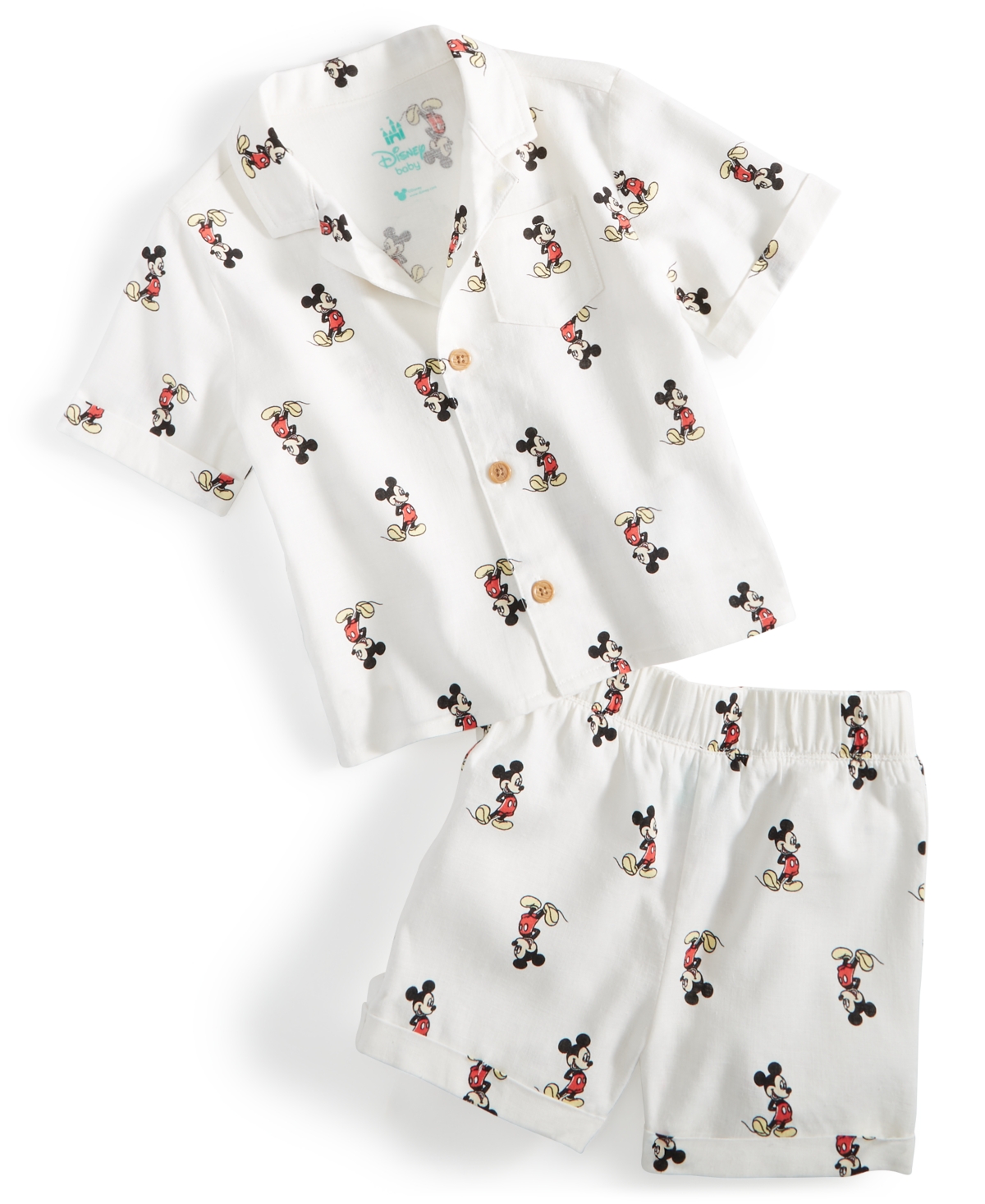 Shop Disney Baby Boys Mickey Mouse Printed Top & Shorts, 2 Piece Set In White