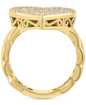 EFFY&reg; Diamond Pav&eacute; Heart Chain Link Ring (3/4 ct. t.w.) in 14k Gold
