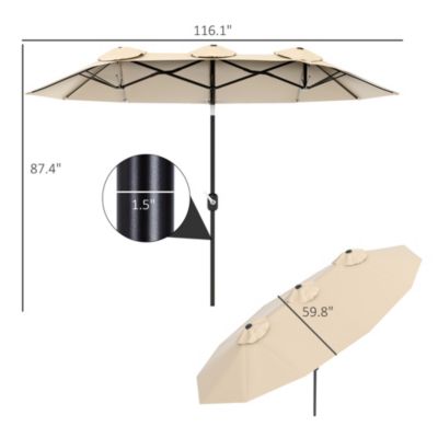 9.7' Double-sided Patio Umbrella with Tilt Outdoor Umbrella,