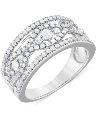 Diamond Openwork Statement Ring (3/4 ct. t.w.) in 14k White Gold - Macy's