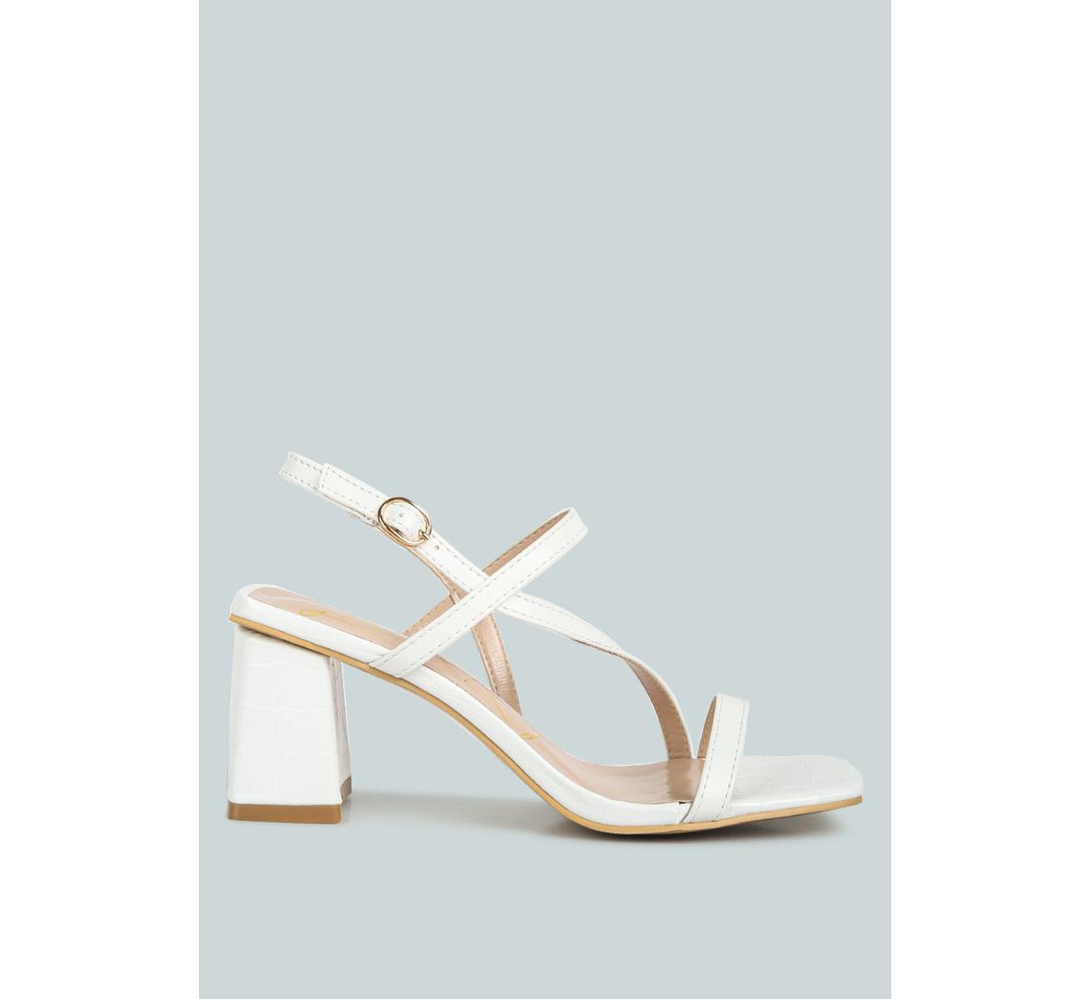 Women's Effieo Croc Texture Block Heel Sandals - Off-white