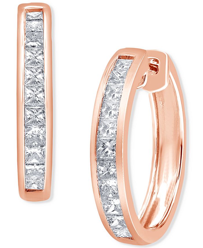 Macy s Diamond Princess Small Hoop Earrings 1 ct. t.w. in 14k