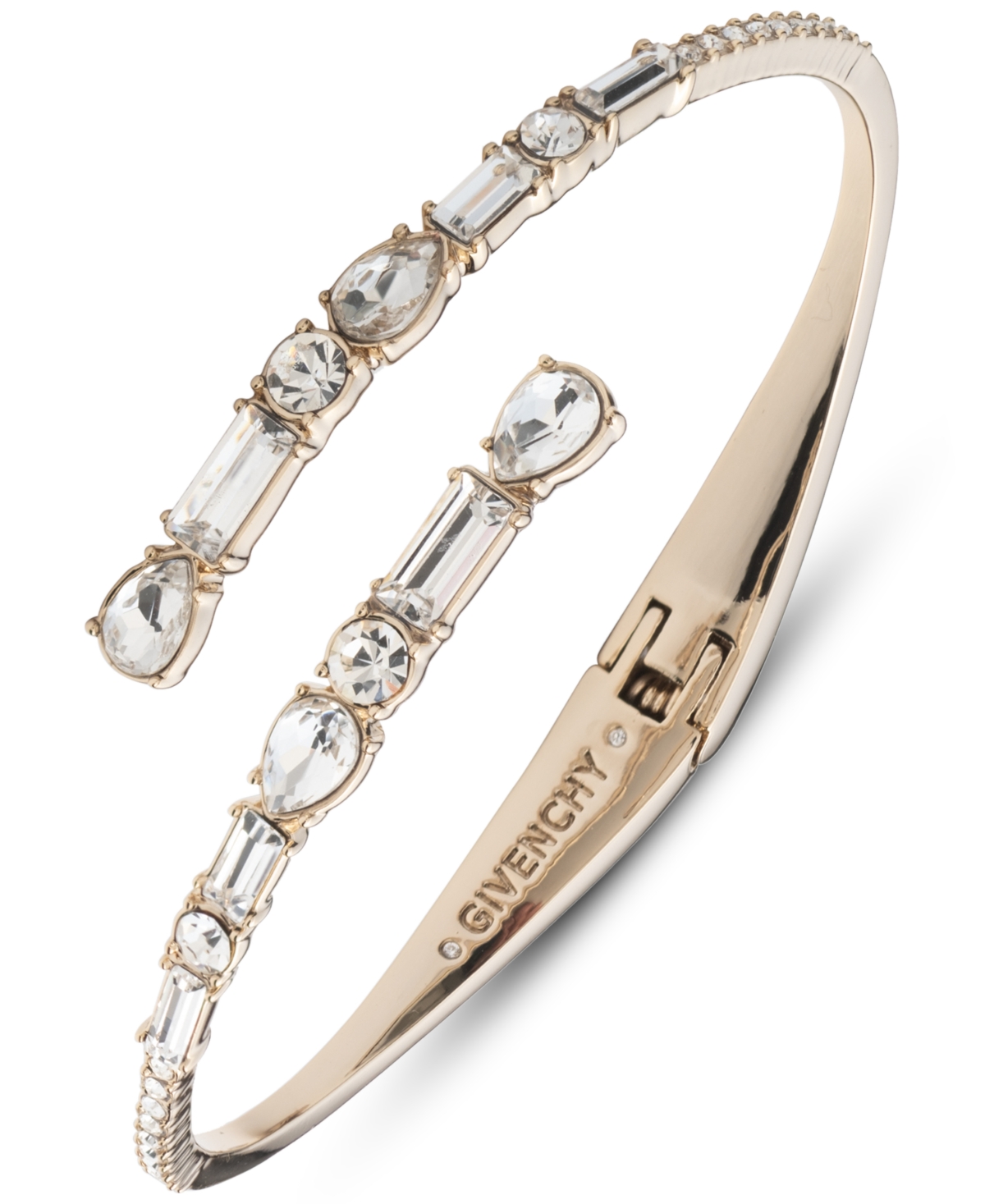 Shop Givenchy Mixed-cut Crystal Bypass Bangle Bracelet In Gold