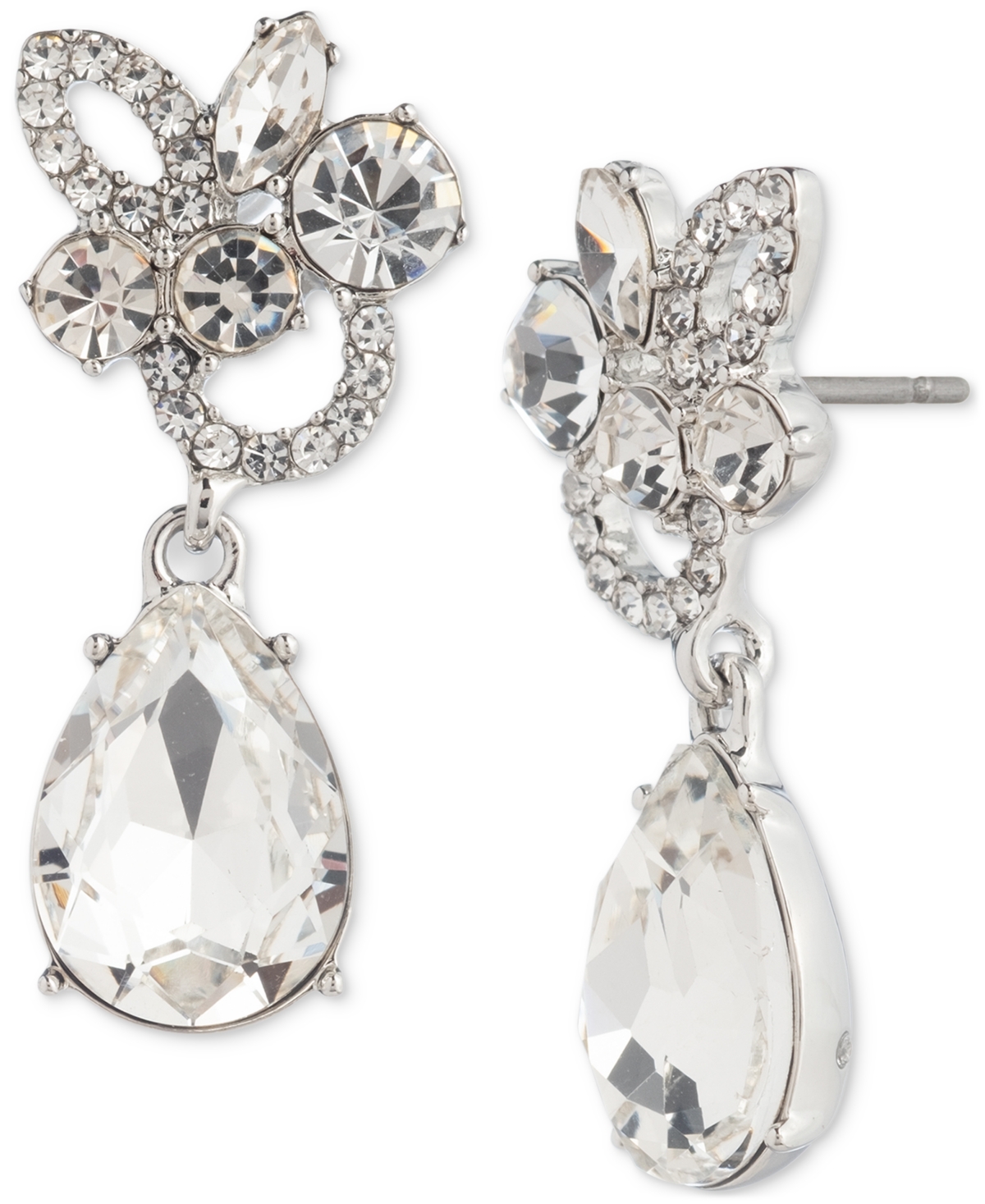 Shop Givenchy Mixed-cut Crystal Cluster Statement Earrings In White