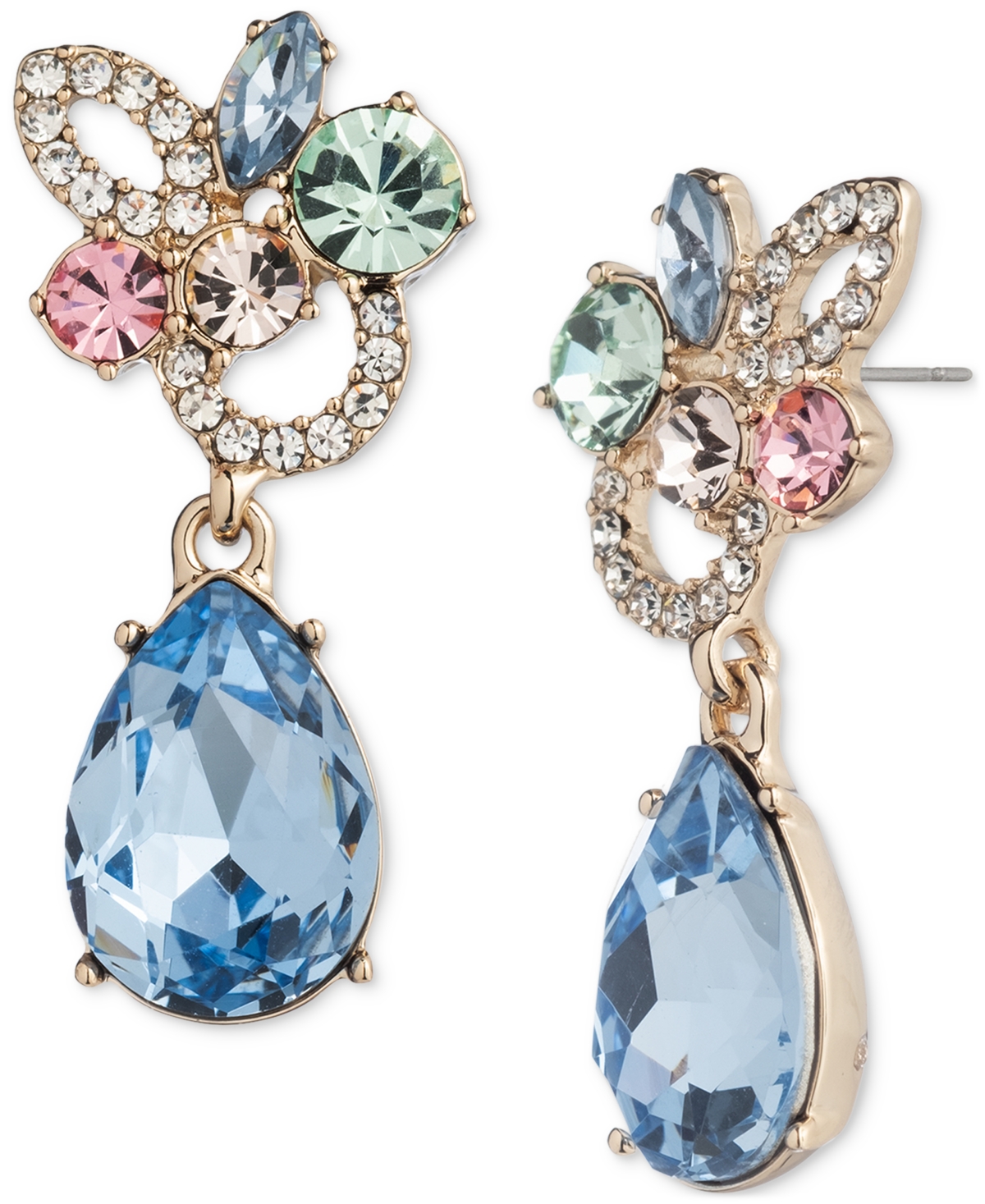 Shop Givenchy Mixed-cut Crystal Cluster Statement Earrings In Gold,multi
