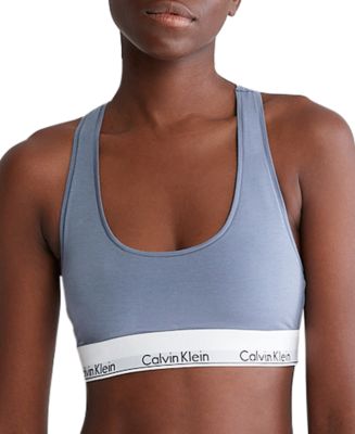 Calvin Klein - Womens Modern Cotton Lift Bralette (Scoop Back) Charcoal  Heather-Topaz Gemstone Wb - Onceit