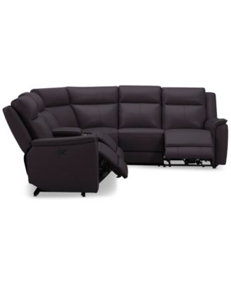 Addyson 117" 6-Pc. Leather Sectional with 3 Zero Gravity Recliners with Power Headrests & 1 Console