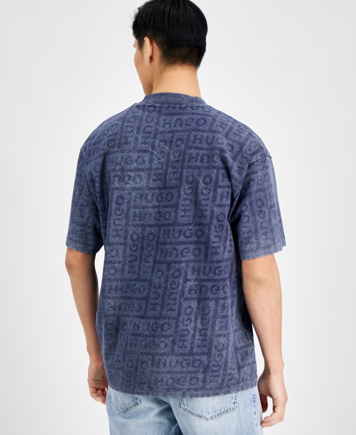 Shop Hugo By  Boss Men's Loose-fit Logo Graphic T-shirt In Open Blue