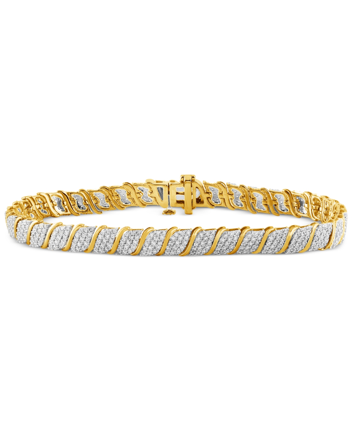 Shop Macy's Diamond Pave S Link Bracelet (3 Ct. T.w.) In 10k Gold In Yellow Gold