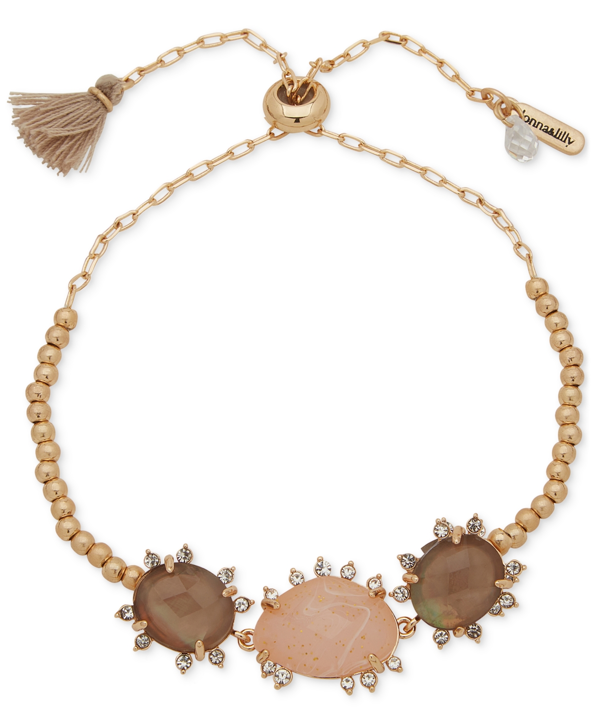 Shop Lonna & Lilly Gold-tone Pave & Stone Slider Bracelet In Blush