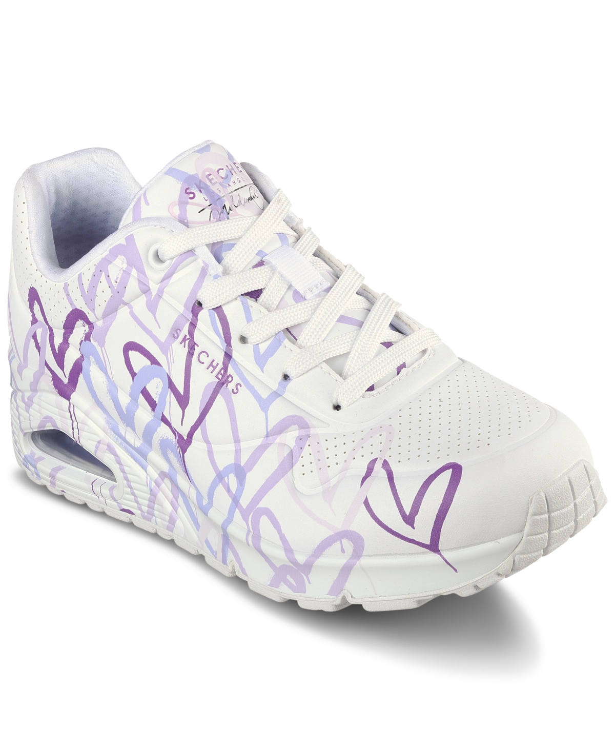 Women's JGoldcrown- Skechers Street Uno - Spread the Love Casual Sneakers from Finish Line - White, Purple