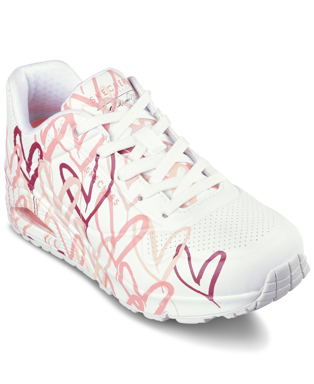 Women's JGoldcrown- Skechers Street Uno - Spread the Love Casual Sneakers from Finish Line - White, Coral