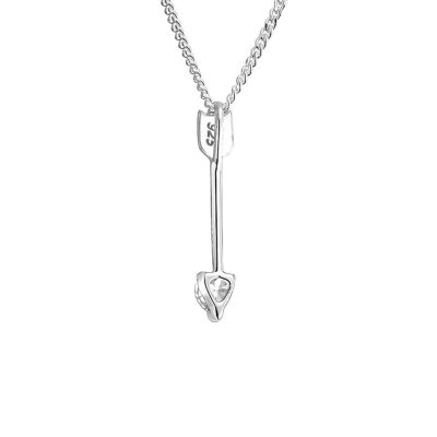 Minimalist Heart Shape Cubic Zirconia CZ Tip Arrow Pendant Necklace Sterling Silver