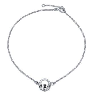 Sterling Silver Blue Heart Charm 25cm Figaro Anklet– Jewellers