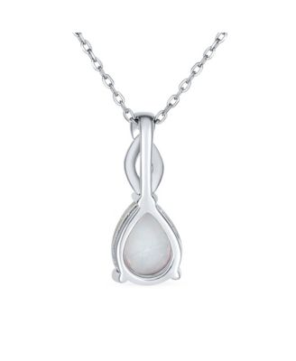 Opulence Infinity Set 3CTW White Synthetic Solitaire Opal Teardrop Necklace Pendant Sterling Silver