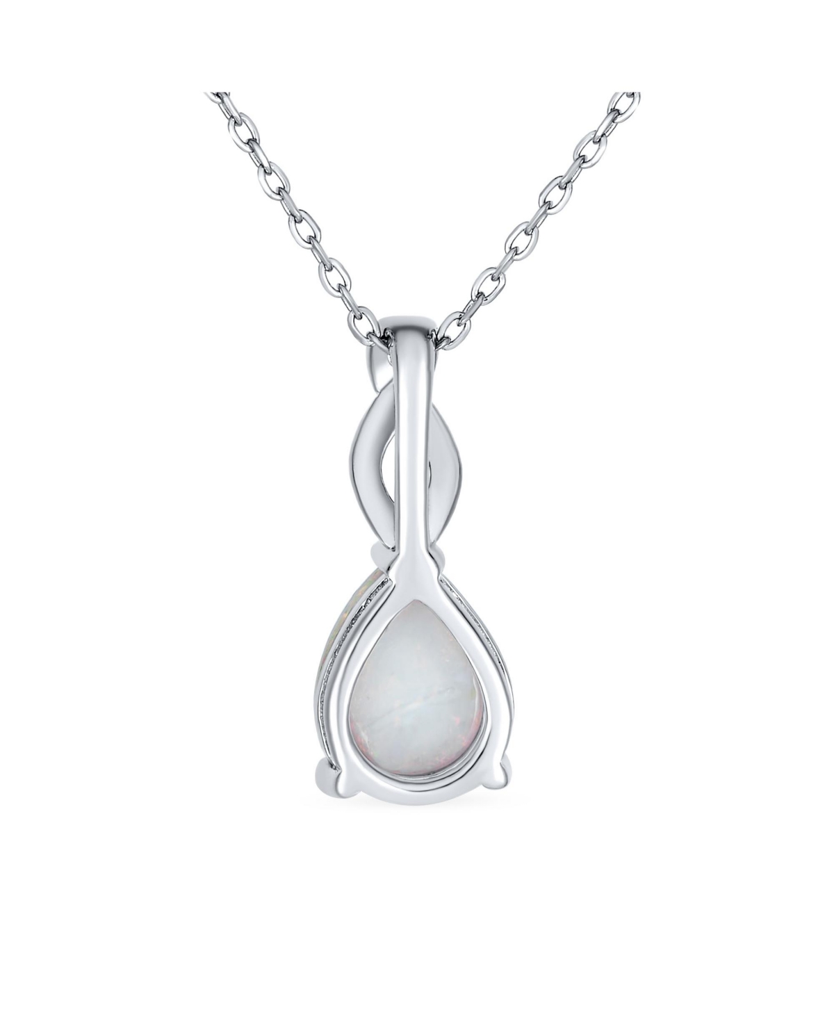 Bling Jewelry Opulence Infinity Set 3CTW White Synthetic SolitaireTeardrop Necklace Pendant Sterling Silver - Opal