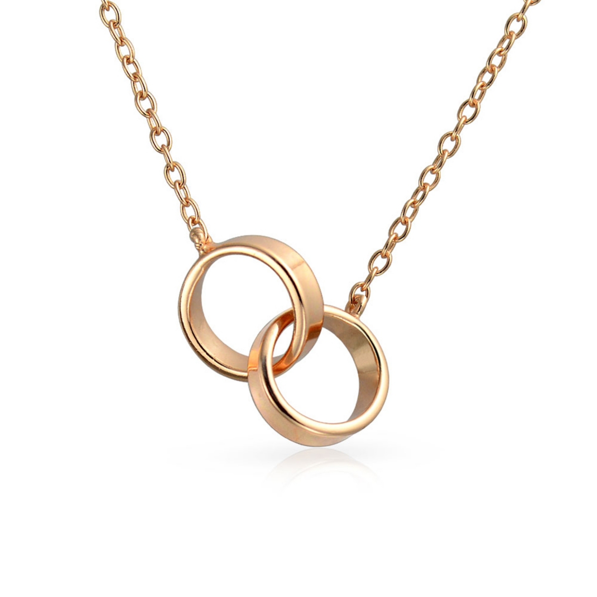 Bling Jewelry Bff Friendship Double Infinity Love Pendant Two Interlocking Eternity Circles Necklace Mother Daughter CouplesGold Plated Sterling