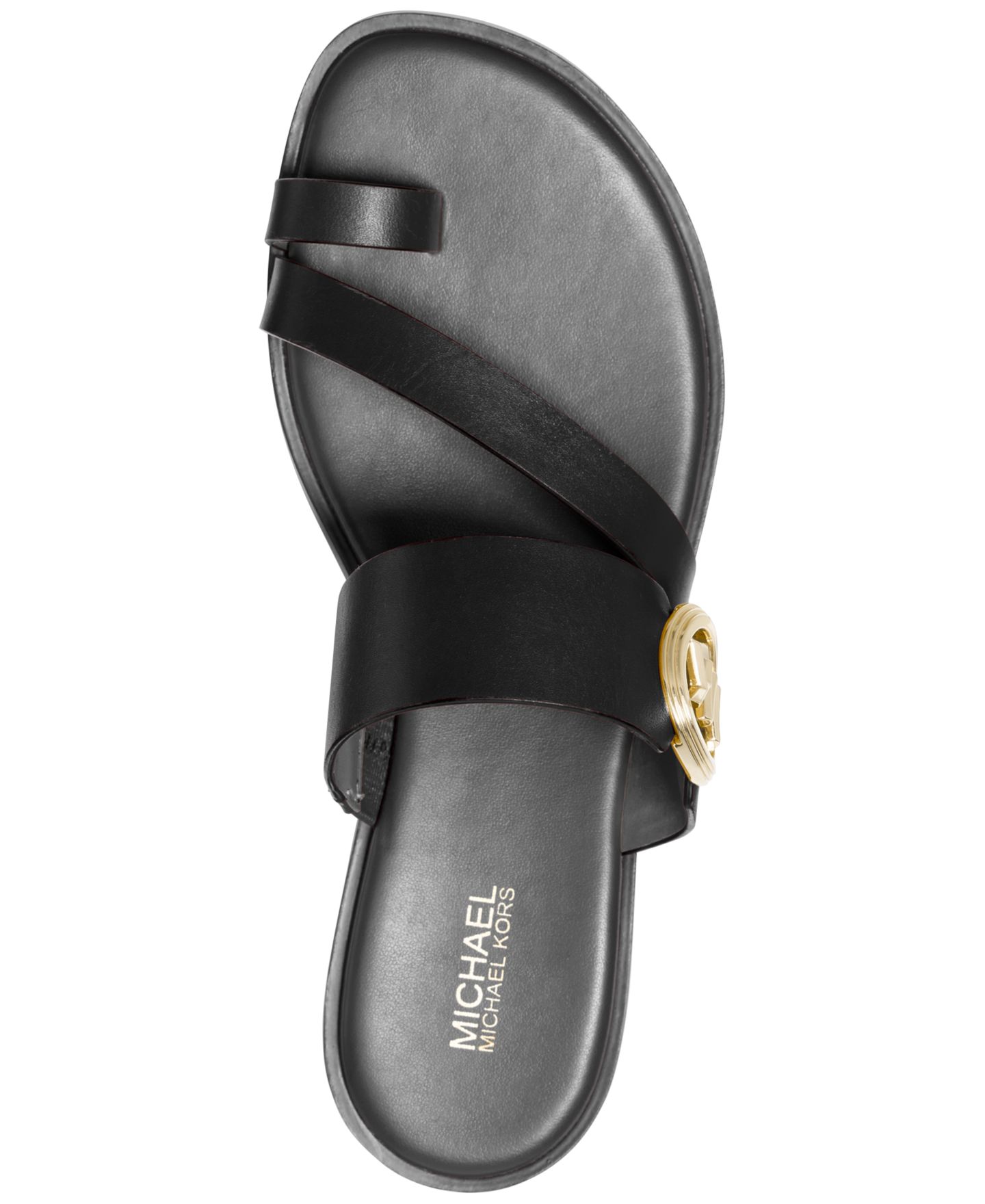 Женские сандалии MICHAEL Michael Kors Vera Toe-Ring Slip-On Flat, цвет: Чёрный кожаный — фото 3