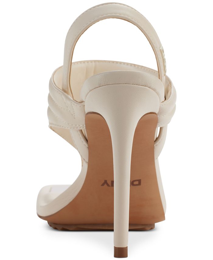 DKNY Women's Bell Leather Open Toe Casual Slingback Sandals Brown Size 9