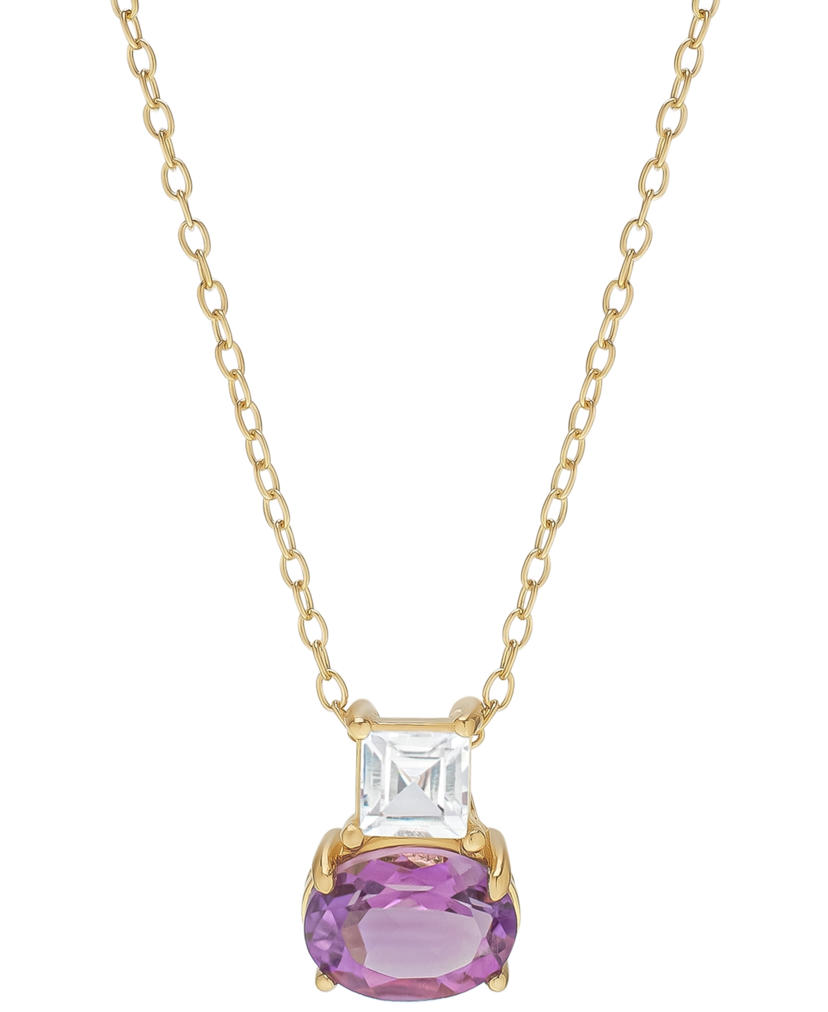 Macy's Amethyst (1-1/4 Ct. T.w.) & Lab-grown White Sapphire (3/8 Ct. T.w.) 18" Pendant Necklace In 14k Gold