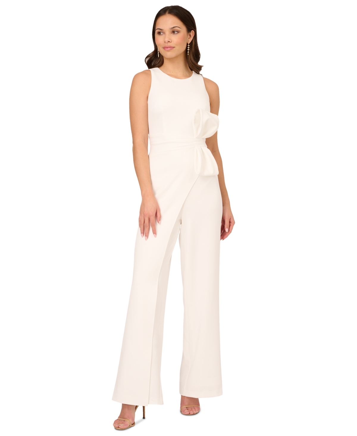 Shop Adrianna Papell Women's Wide-leg Crepe Jumpsuit In Ivory