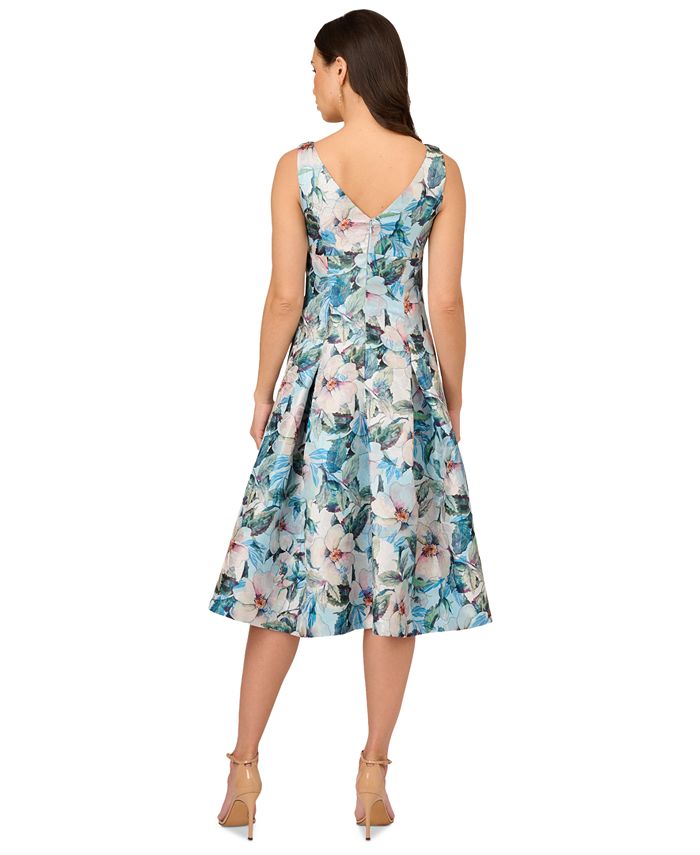 Adrianna Papell Gorgeous Sleeveless Cocktail Dress For Women With Bateau Neckline And Tea-Length Flowy Skirt main image 1