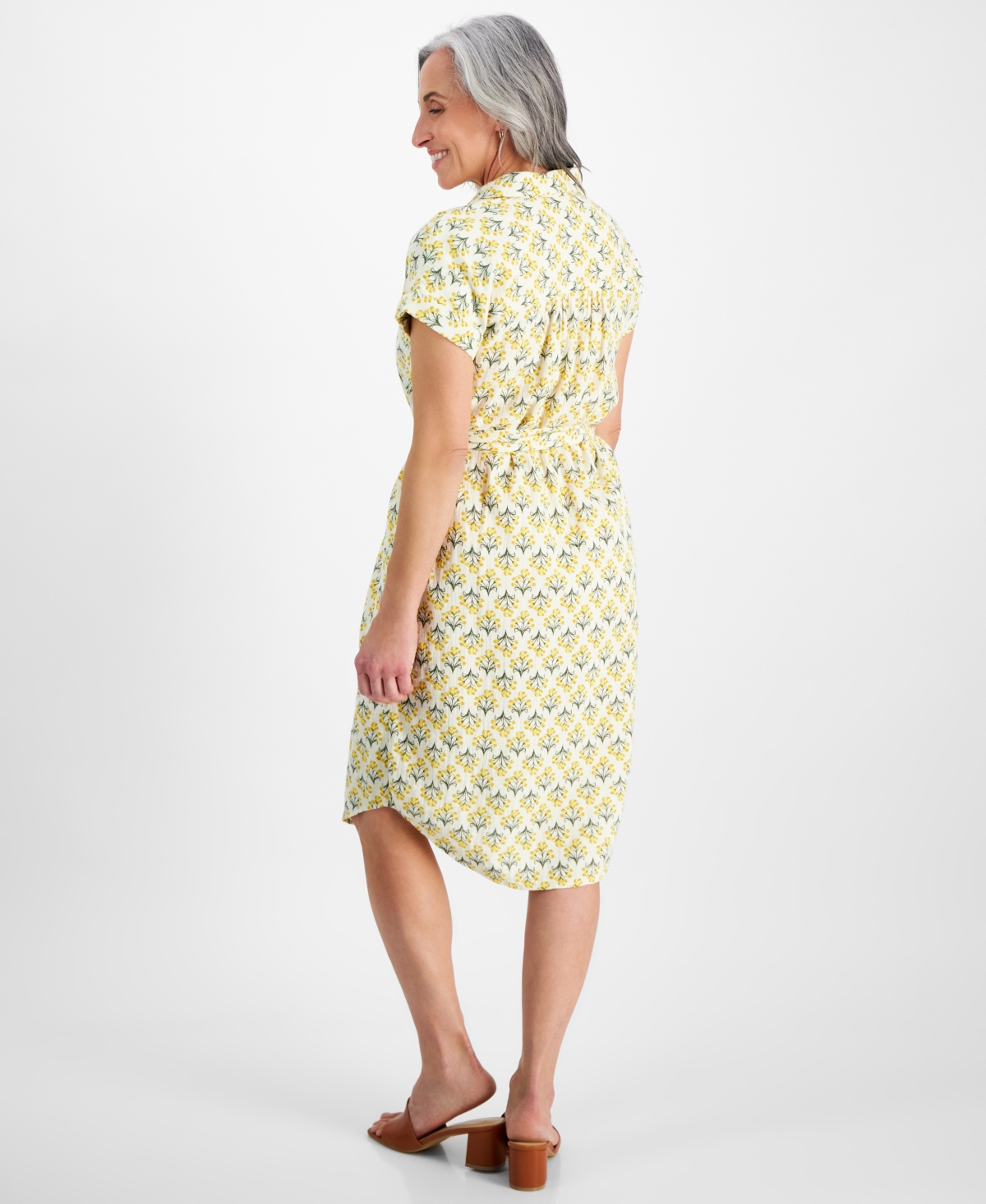 Style & Co Petite Flower Bunch Camp Shirt Dress, Created for Macy's