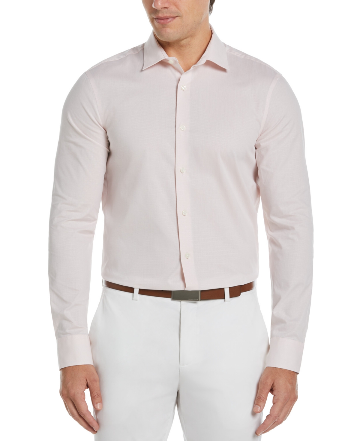 Men's Slim-Fit Dobby Long Sleeve Button-Front Shirt - Sepia Rose