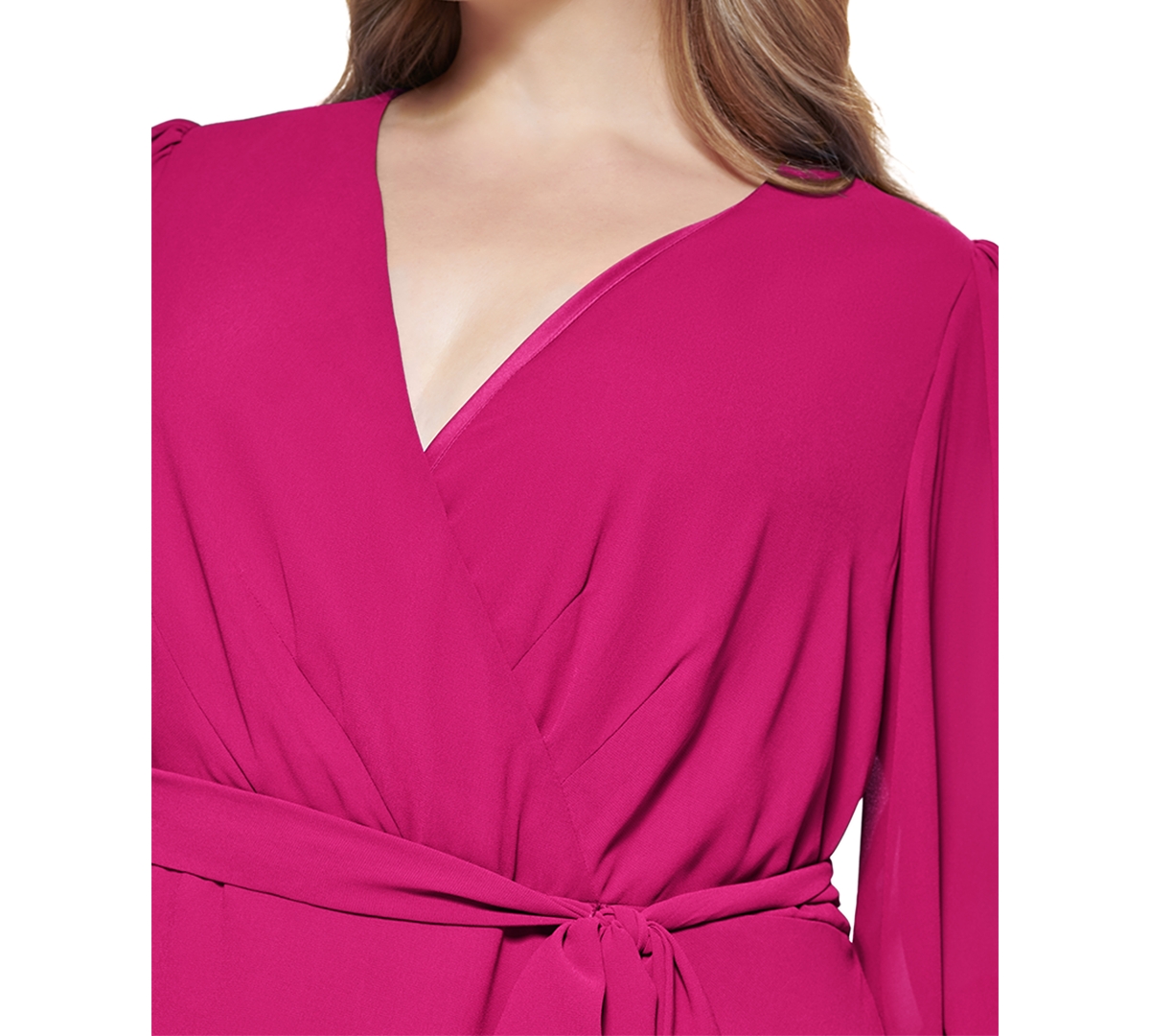 Shop Jessica Howard Plus Size Ruffle-tiered Tie-waist Dress In Fuchsia