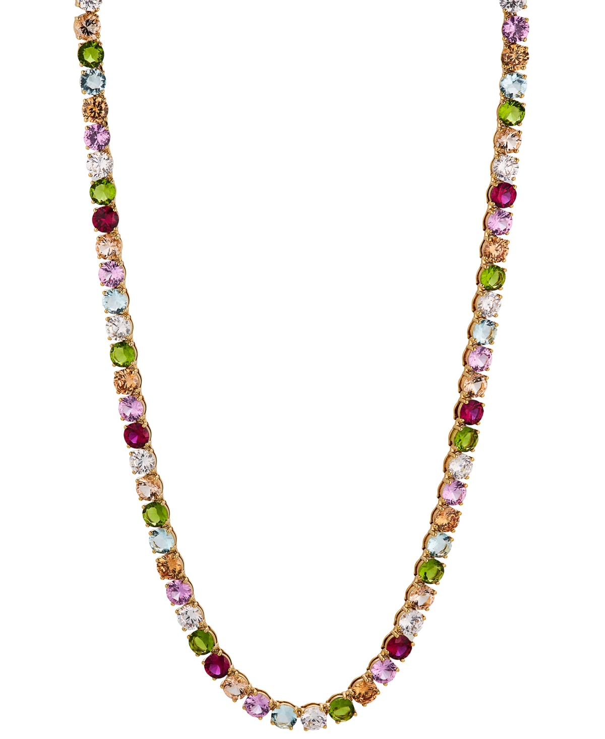 18k Gold-Plated Multicolor Mixed Stone 16" Tennis Necklace, Created for Macy's - Gold
