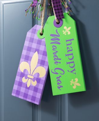 25.5" H Happy Mardi Gras Day Wooden Bookmark Door Hanger