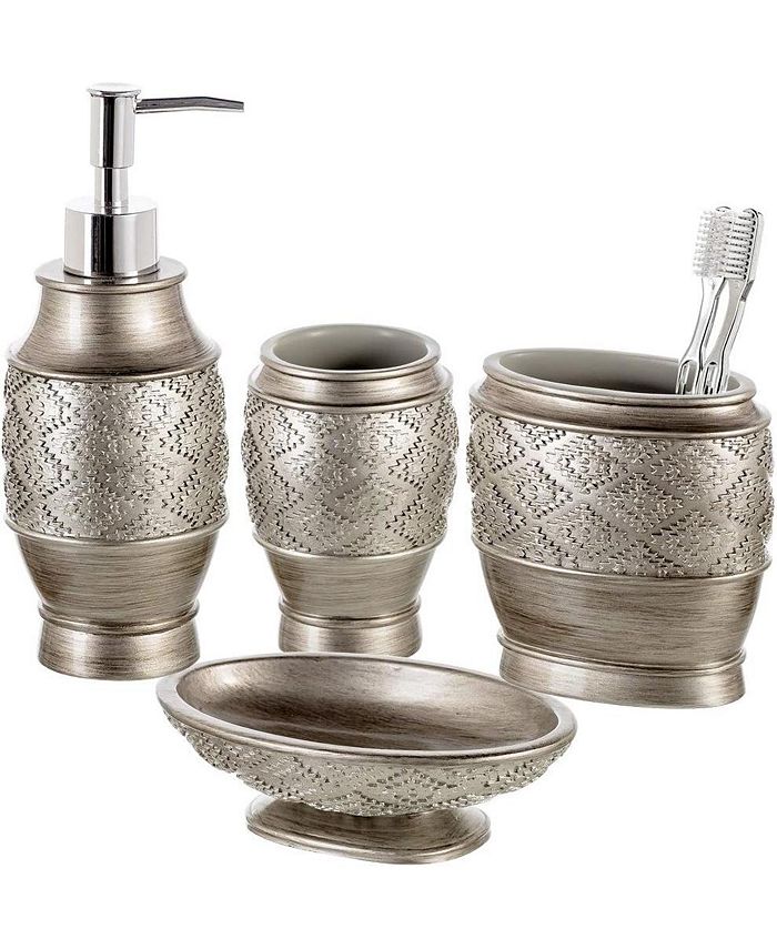 Creative Scents Decorative Bathroom Accessories Set Brushed Silver 4