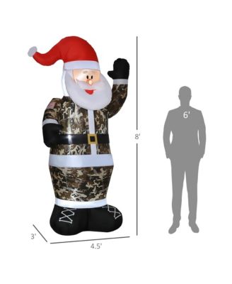 8' Lighted Display Camo Santa Claus Inflatable Yard Decor