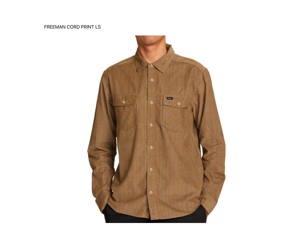 Rvca Men's Freeman Cord Print Long Sleeve Shirt In Khaki