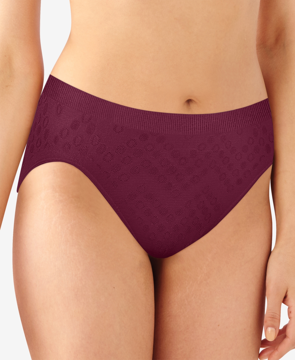 Bali Comfort Revolution Microfiber Hi Cut Brief Underwear 303j In Sparkling Purple Dot