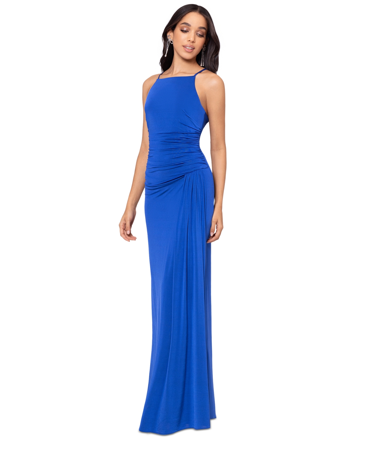 Shop Betsy & Adam Women's Ruched Spaghetti-strap Dress In Royal