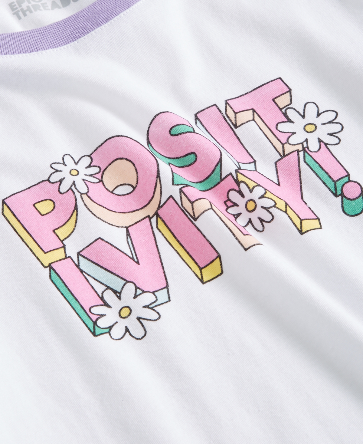 Shop Epic Threads Big Girls Positivity Graphic T-shirt, Created For Macy's In Bright White