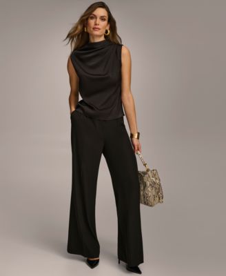 Women's Draped High Neck Sleeveless Top, Regular & Petite Sizes