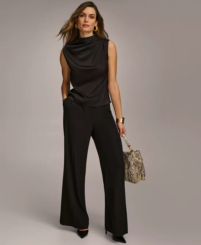 Women's Draped High Neck Sleeveless Top, Regular & Petite Sizes - thumbnail 9
