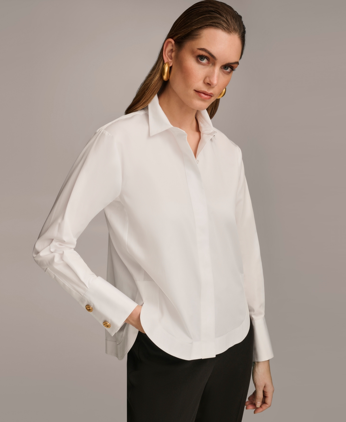 Women's Button Front Collared Shirt - White