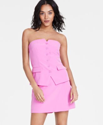 Bar III - Women's Strapless Button-Front Top