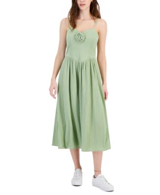 Tinseltown - Juniors' Textured Rosette Midi Dress