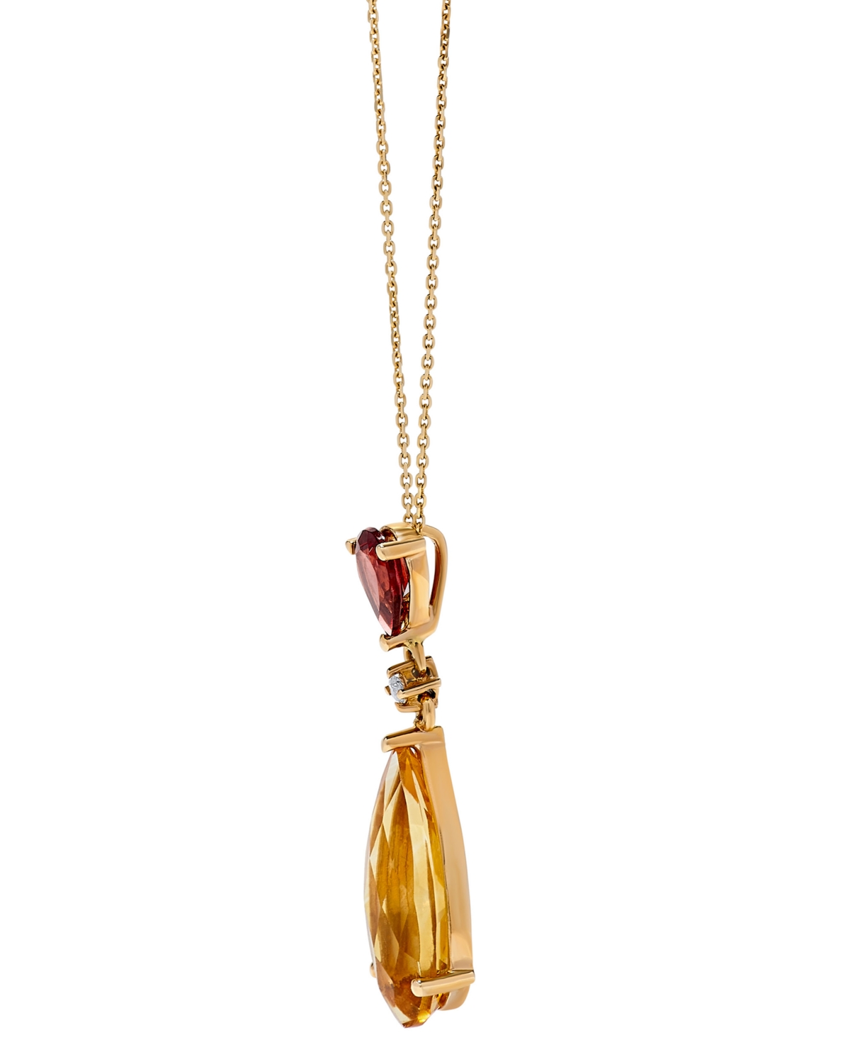 Macy's 14k Gold Necklace, Citrine (2-1/2 Ct. T.w.), Garnet (1/2 Ct. T.w.) And Diamond Accent Pear Drop Pend In Citrine