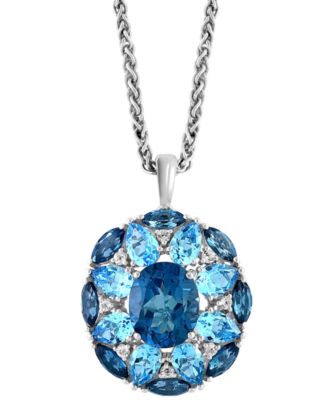 EFFY&reg; Multi-Topaz Flower 18" Pendant Necklace (11-3/4 ct. t.w.) in Sterling Silver