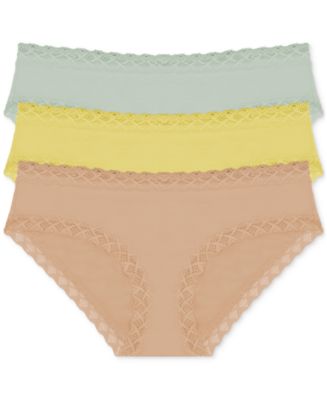 Natori Bliss Lace-Trim Cotton Brief Underwear 3-Pack 156058MP - Macy's