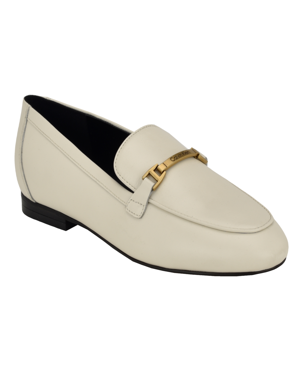 Shop Calvin Klein Women's Sommiya Almond Toe Casual Slip-on Loafers In Ivory Leather