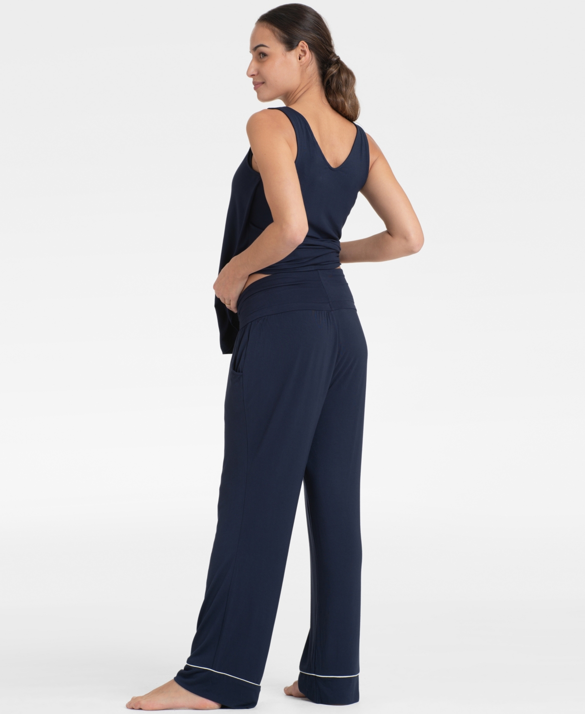 Shop Seraphine Women's Maternity Jersey Loungewear, 3-piece Set In Navy