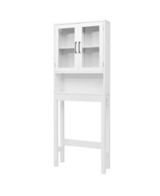 Over the Toilet Storage Cabinet Bathroom Space Saver with Tempered Glass Door